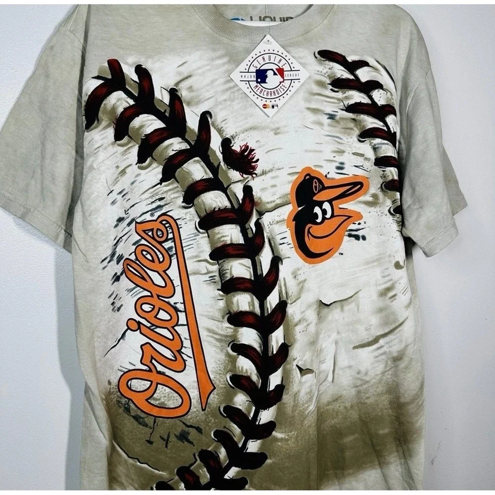 Vintage 2014 Liquid Blue MLB Baltimore Orioles Baseball AOP Tie Dye T-Shirt NWT‎